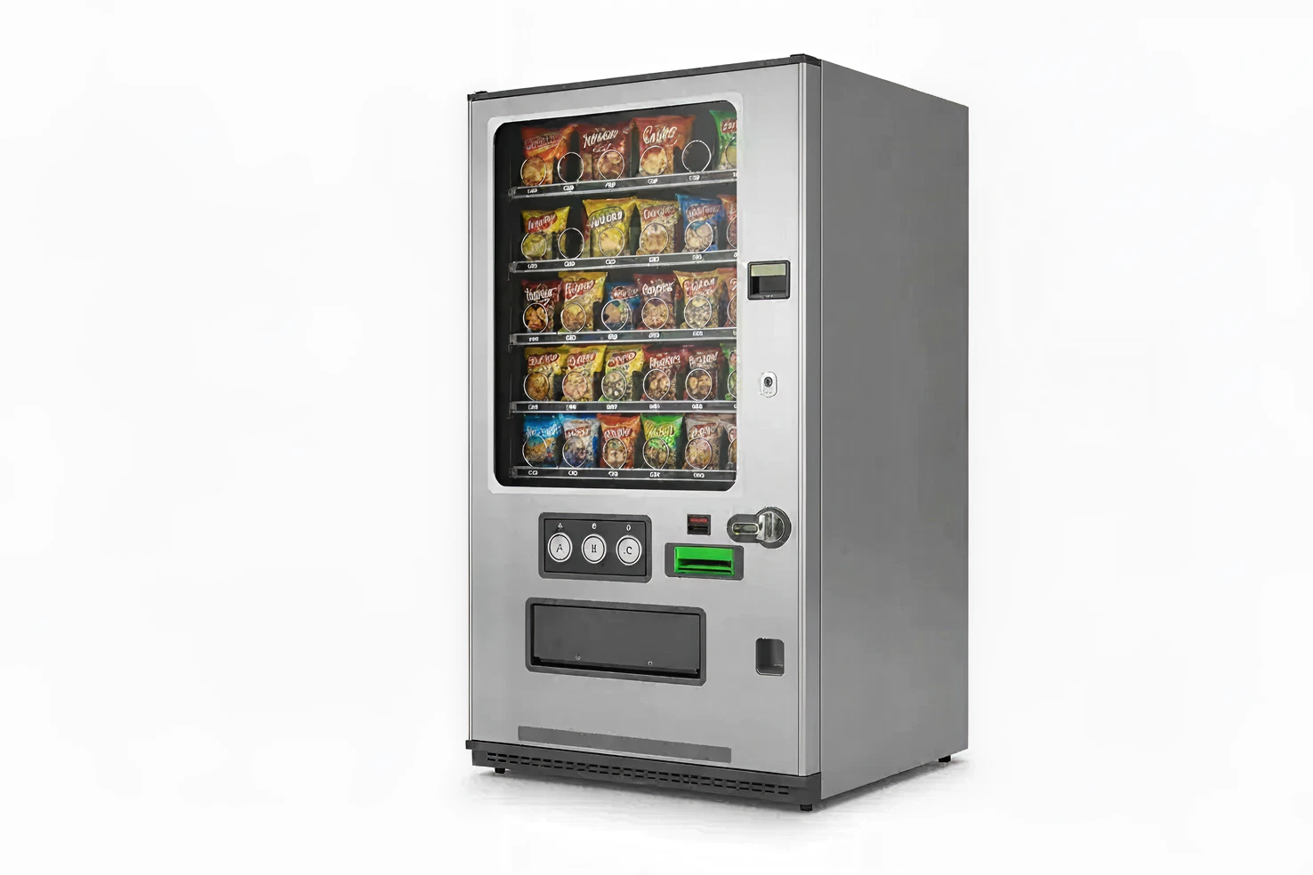 Traditional vending machine with labeled parts