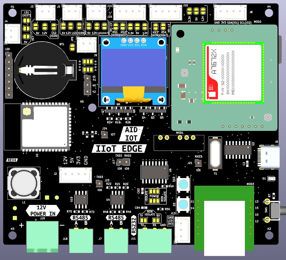 IoT Edge Lite board — top-down render