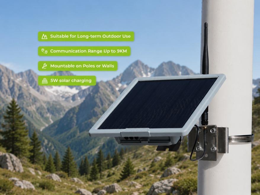 TrackNet fixed node — solar-powered outdoor mesh repeater